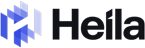 On-image text: Heila Image: Diagonal panels in a gradient from dark to light with the silhouette of an 'H.' The 'i' in 'Heila' is diagonal.